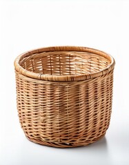 Empty wicker basket on white