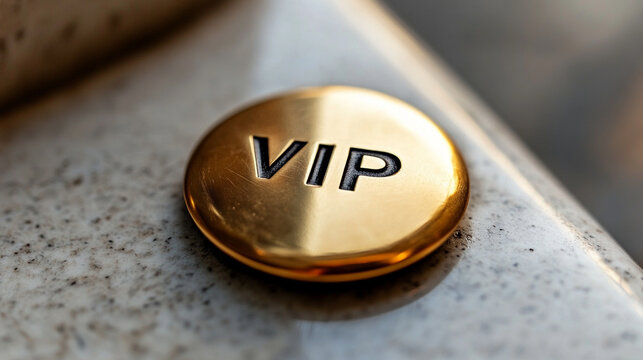 modern solid gold-plated sign featuring bold black letters spelling "VIP," symbolizing exclusivity, prestige, and luxury. The elegant design reflects sophistication and high status