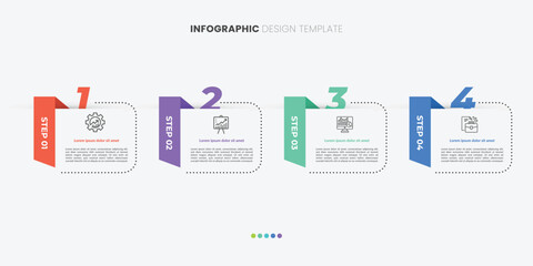 Infographic 4 Step timeline journey, calendar Flat simple infographics design template. presentation graph