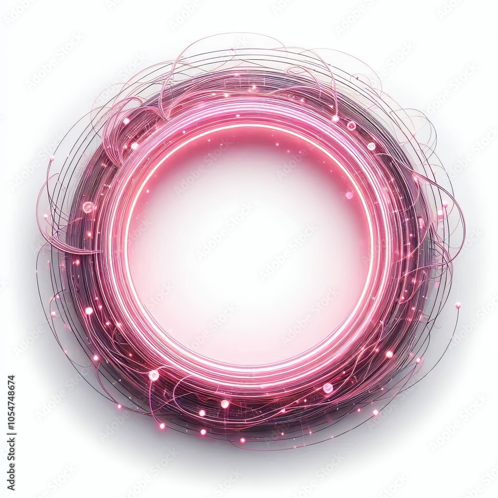 Poster abstract colorful vector swirl background with bright pink circles and lines