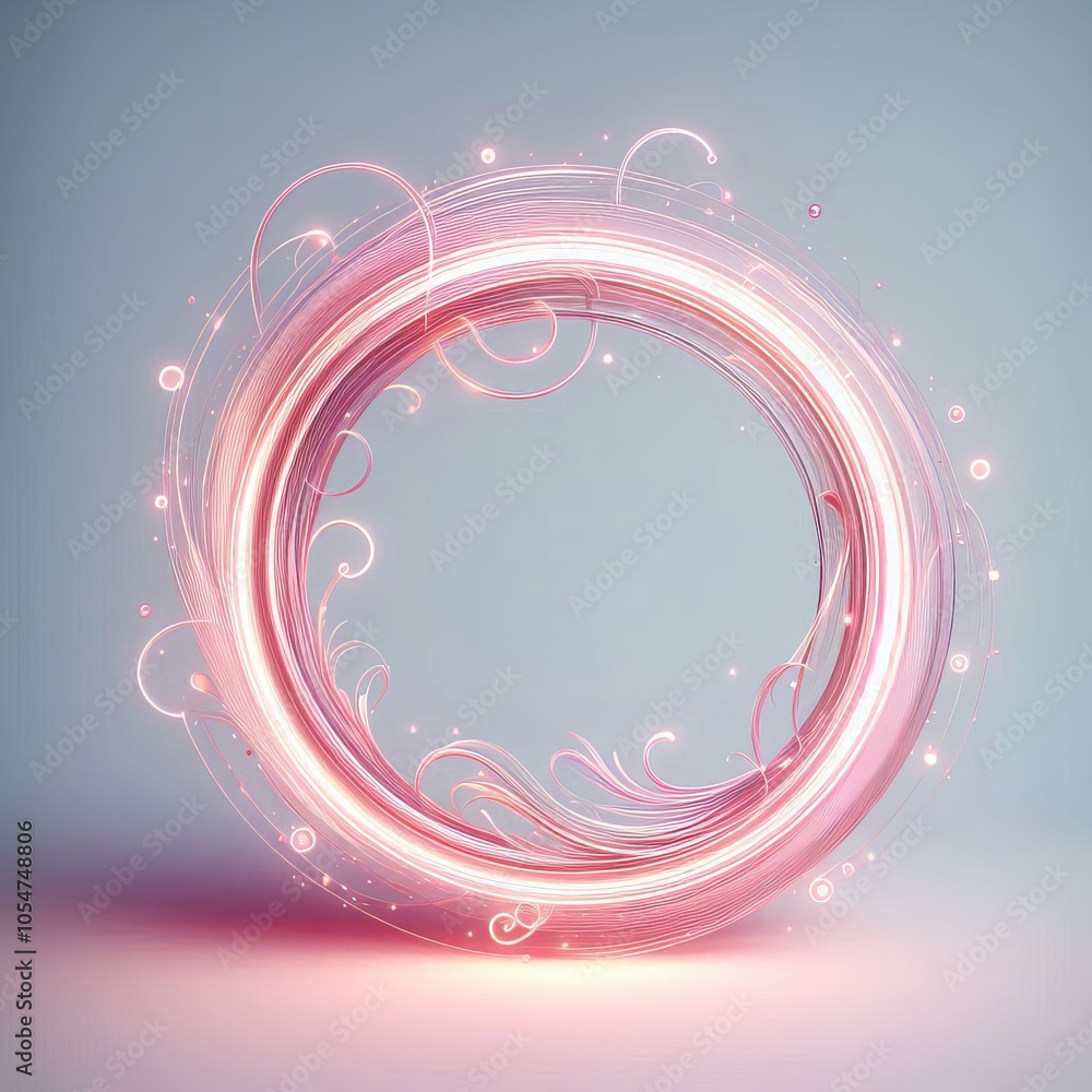 Poster abstract colorful vector swirl background with bright pink circles and lines