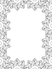All these designs are hand-drawn and unique 
Flower Border is a Beautiful black and white illustration for aadult coloring book,
This is a printable Beautiful Zentangle Coloring page for KDP Interior,