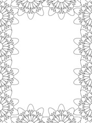 Fototapeta premium All these designs are hand-drawn and unique Flower Border is a Beautiful black and white illustration for aadult coloring book, This is a printable Beautiful Zentangle Coloring page for KDP Interior,