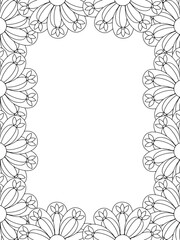All these designs are hand-drawn and unique 
Flower Border is a Beautiful black and white illustration for aadult coloring book,
This is a printable Beautiful Zentangle Coloring page for KDP Interior,