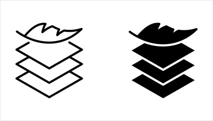 Fabric with feather filler icon set. high comfort structure, less weight, light or soft provides comfort skin on white background