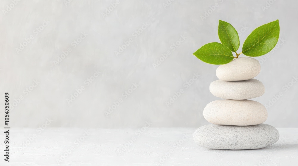 Poster serene mindfulness in high luminosity setting with copyspace on neutral backdrop in 32k resolution, 