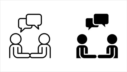 Discussion web line icons set. dialogue, chat, communication on white background