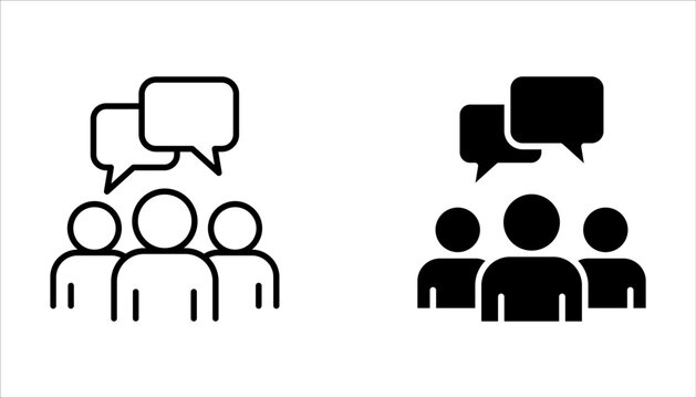 Discussion web line icons set. dialogue, chat, communication on white background