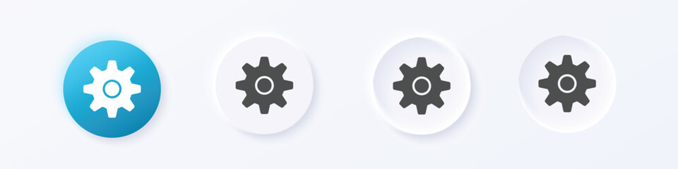 Obraz premium Gear and setting icon. Neumorphism round style button design vector