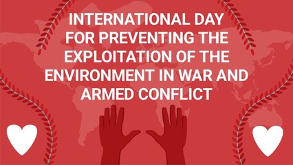 International Day for Preventing the Exploitation of the Environment in War and Armed Conflict web banner design illustration 
