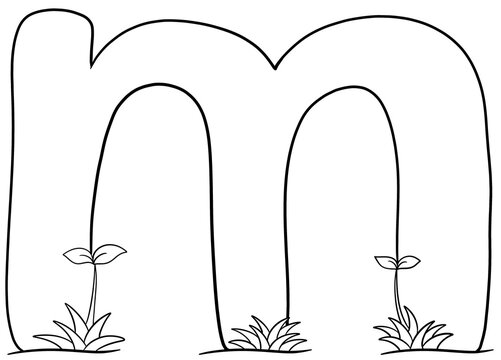 Coloring alphabet small tree theme m