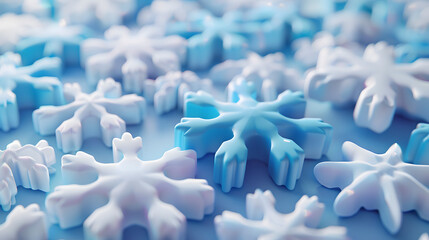 Obraz premium Snowflakes winter isometric Cartoon 3D
