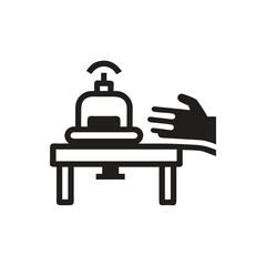 Bell Desk With Hand Icon on white background