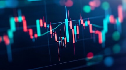 Obraz premium Financial Candlestick Chart in Digital Interface Bright Future of Stock Investment : Generative AI