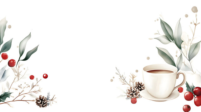 Elegant christmas tea party invitation design with festive elements for a joyous celebration