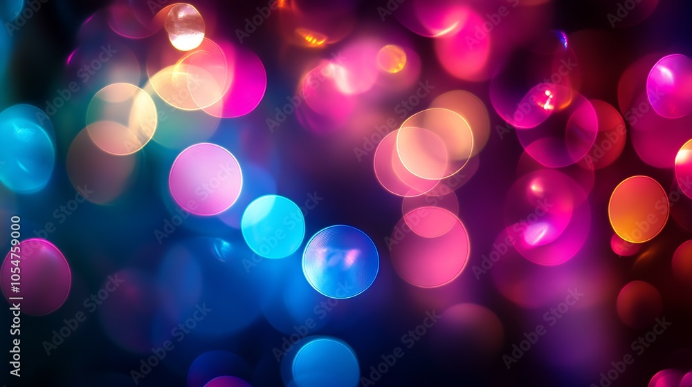 Poster Vibrant Defocused Abstract Light Bokeh with Multicolored Circles : Generative AI