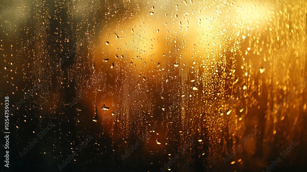 Poster raindrops on window with subtle abstract pattern