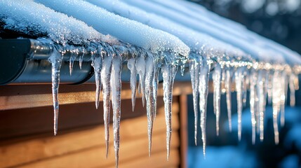 Sparkling Icicles Hanging from a Roof