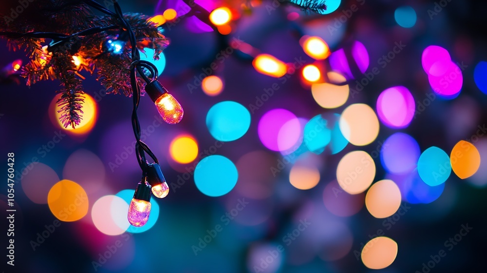 Leinwandbilder Abstract Background with Colorful Twinkling Bokeh Lights in Dark Ambiance : Generative AI