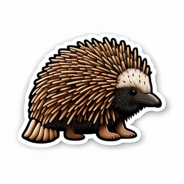 recommend clip art: Hedgehog sticker isolated on white background. Vector echidna illustration.