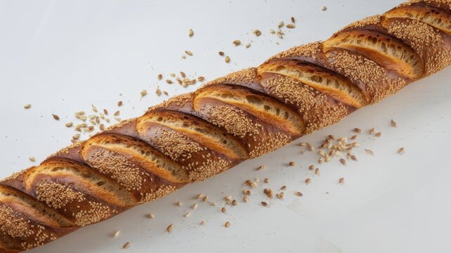 Traditional Eastern European long loaf isolated on a white background
