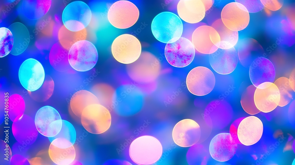 Fototapete abstract festive background of colorful soft focus bokeh lights in rainbow hues : generative ai