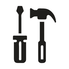 Hammer and screwdriver tools icon on white background