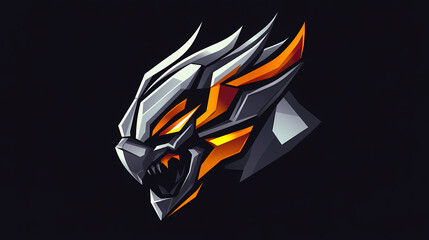 Logo of dragon head mecha robot logo illustration. Mech Suits. Illustration