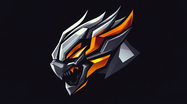 Logo of dragon head mecha robot logo illustration. Mech Suits. Illustration