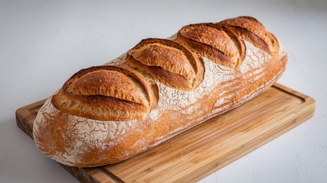 Traditional Eastern European long loaf isolated on a white background