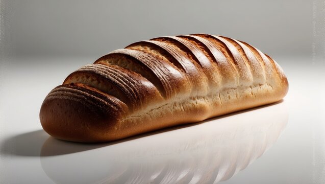 Traditional Eastern European long loaf isolated on a white background
