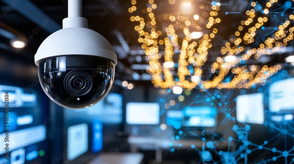 Fototapete advanced security camera monitoring and surveillance system with digital network data : generative a