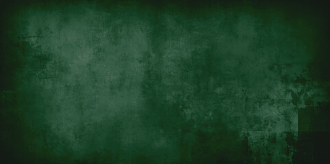 Dark green grunge wall texture. Cement wall background.
