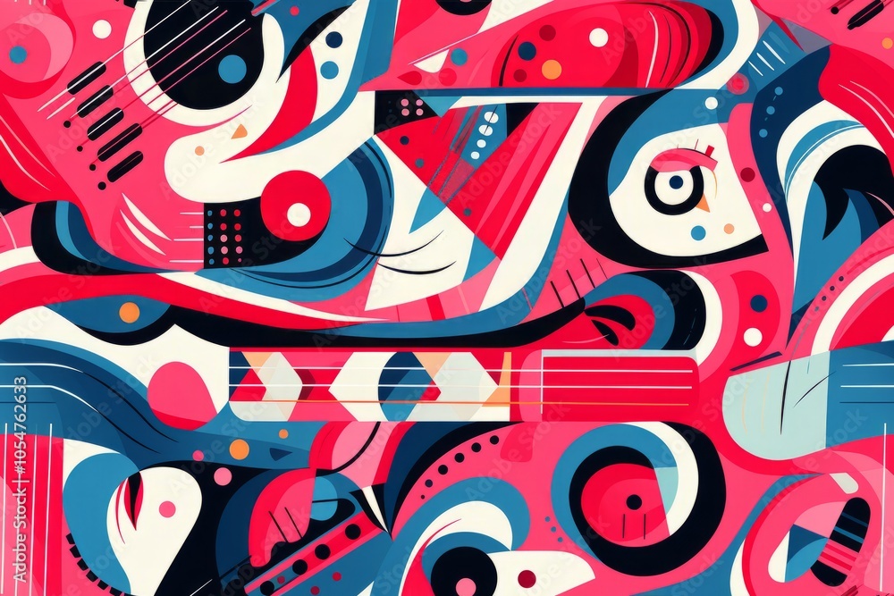 Poster acid trip waves pattern: wavy lines and shapes that seem to undulate and flow in surreal colors