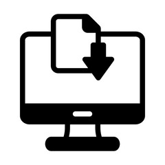 computer elearning down glyph style