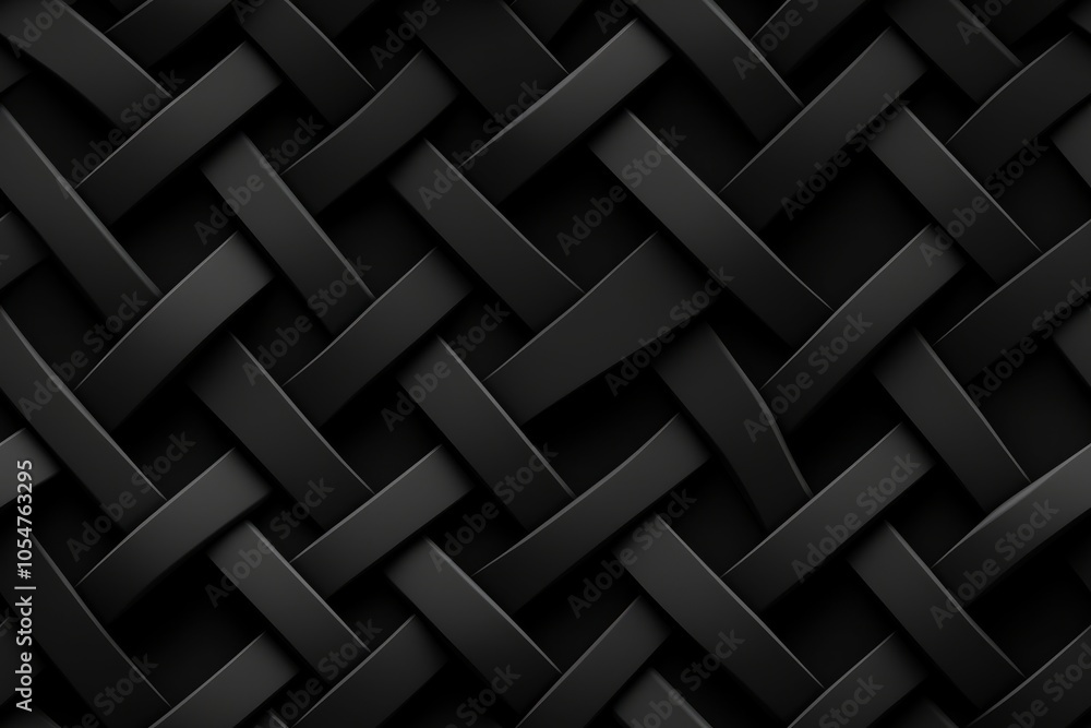 Poster black 3d geometric seamless pattern texture of angular ribbon network background: angular ribbons in