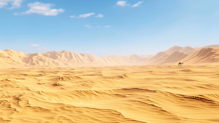 Fototapeta premium Expansive Desert Dunes under Clear Blue Sky