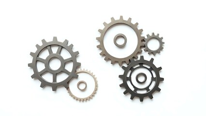 Interlocking Gears on Plain Background