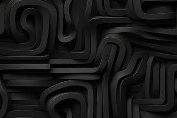 Black 3D Geometric Seamless Pattern Texture of Geometric Sculptures Background: Various 3D geometric sculptures in space and perspective come together to form an avant-garde and sculptural design
