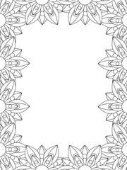 All these designs are hand-drawn and unique 
Flower Border is a Beautiful black and white illustration for aadult coloring book,
This is a printable Beautiful Zentangle Coloring page for KDP Interior,