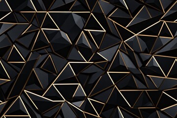 Black 3D Triangles with Gilded Triangle Grid Pattern: Three-dimensional black triangles form a grid with gilded triangle outlines, offering a geometric and decorative design