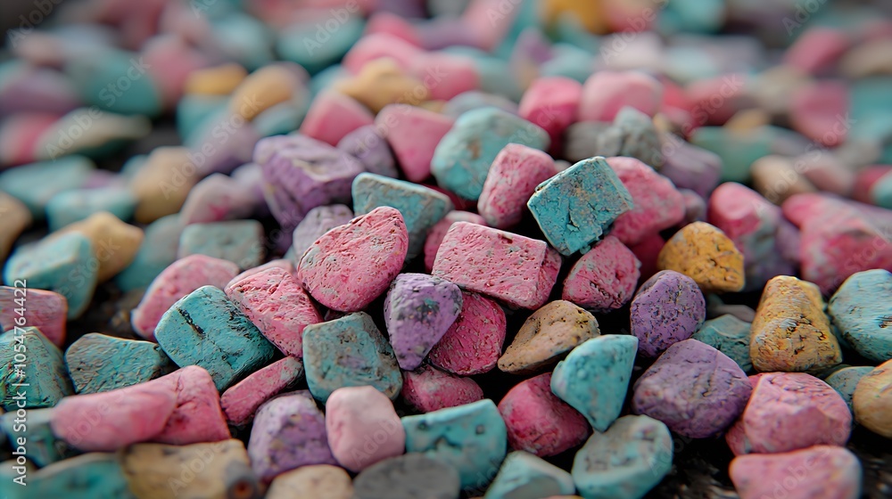 Poster assorted colorful chalk stones piled together for artistic projects : generative ai