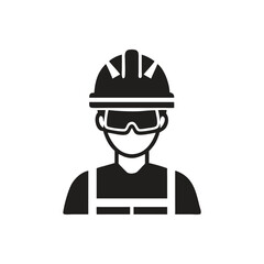 Wearing a hard hat and safety glasses icon