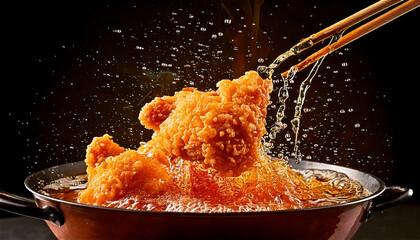 Frying delicious fried chicken, advertising