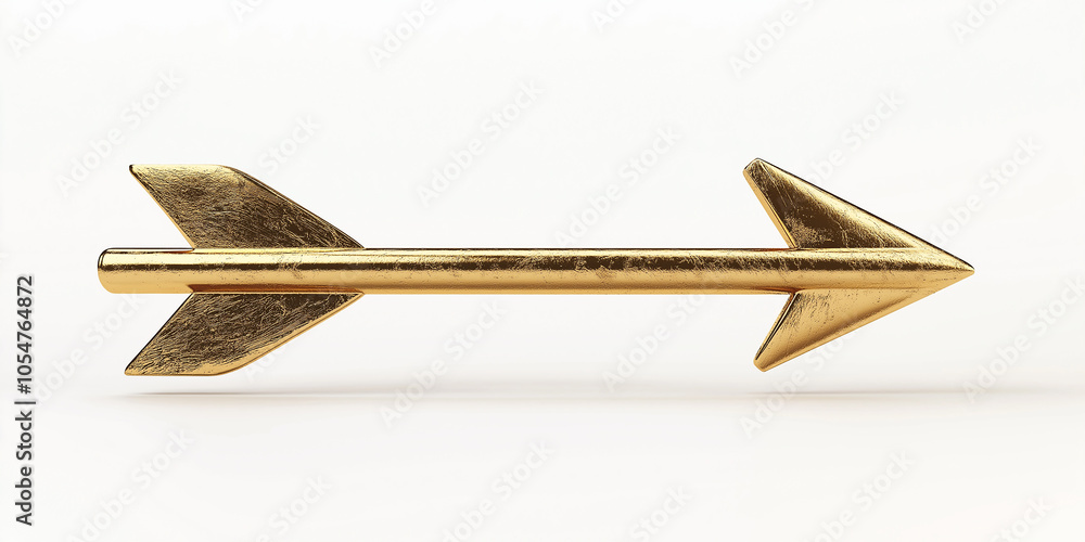 Aufkleber golden arrow pointing right symbolizing direction and target on white background