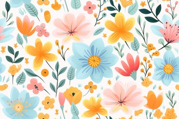 Colorful Springtime Splendor Pattern: A vibrant pattern with various spring flowers, symbolizing the vibrancy and renewal of spring