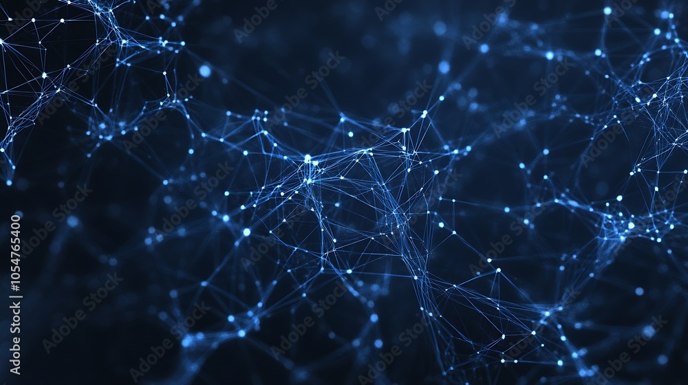Poster Abstract Blue Network Connection Background with Glowing Nodes and Lines : Generative AI
