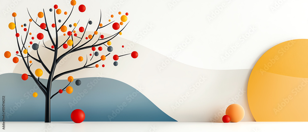 Poster vibrant abstract tree with bold patterns a colorful journey through nature and art