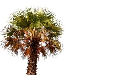 Cabbage palmetto, swamp cabbage or Sabal palm tree - Sabal palmetto - the state tree of Florida USA. They have excellent hurricane resistance. Isolated on white background with copy space