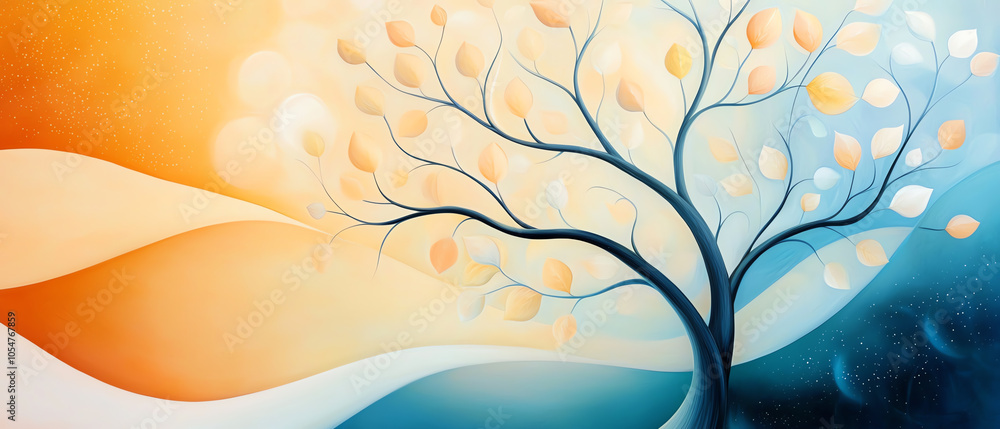 Poster vibrant whispers of nature an abstract journey through colorful trees and swirling patterns
